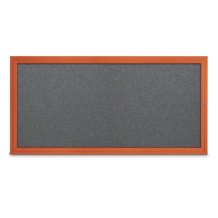 United Visual Products Slim Enclosed Corkboard, 24"x36", Satin Alum Frame/Ultramarine UVEB2436-SATIN-ULTMAR